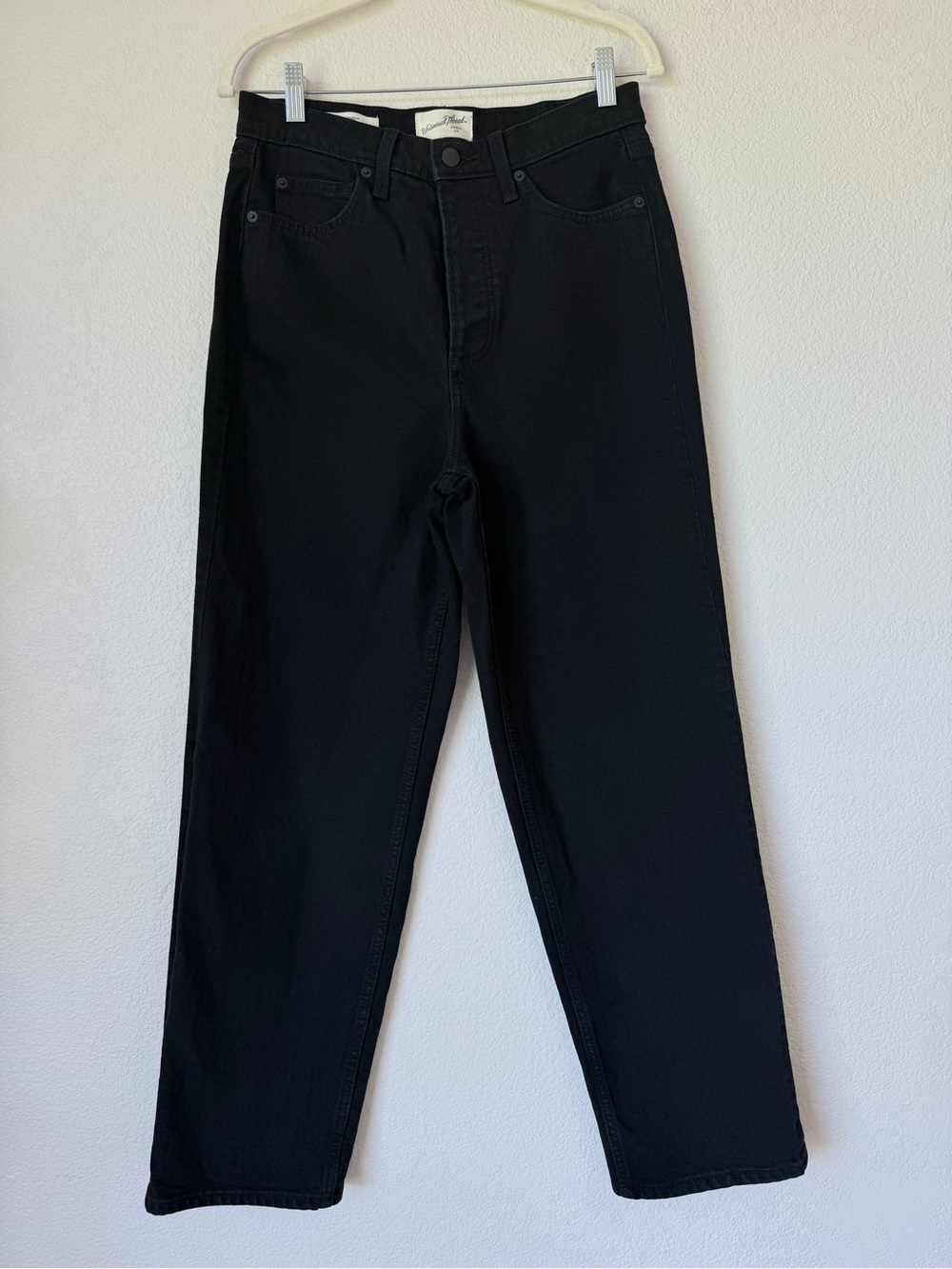 Universal Thread Highest Straight Black Jeans 6 High Rise Button Fly Stretch
